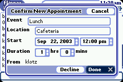 receiving an appointment