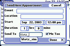 sending an appointment